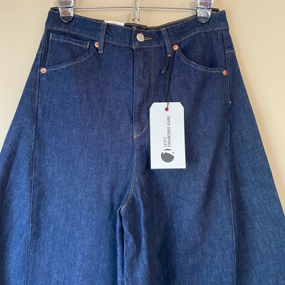 NEW LEVI'S Engineered Premium High Rise Loose Cropped Wide Leg Denim Jeans - Picture 4 of 16